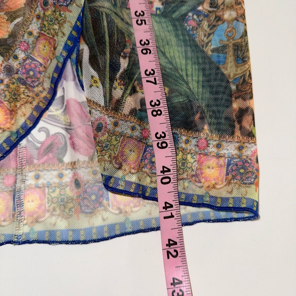 Camilla “Flowers of Neptune” sheer long twist front boho swim coverup skirt M - Picture 10 of 10